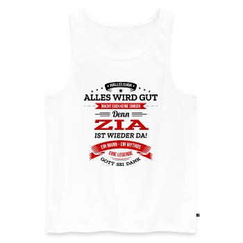 ALLES WIRD GUT, DIE LEGENDE ZIA IST DA - Männer Premium Bio Tank Top - Weiß - Vorne - Michal (187cm)