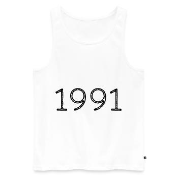 Année de naissance 1991 Anniversaire - Débardeur bio Premium Homme - blanc - Devant - Michal (187cm)