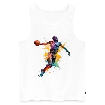 Basketball Basketball Player Sport Splash Colorful - Men's Premium Organic Tank Top - white - Front - AI Model Male 178 light (178cm)