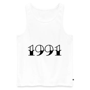Année de naissance 1991 Cadeau d’anniversaire - Débardeur bio Premium Homme - blanc - Devant - Michal (187cm)