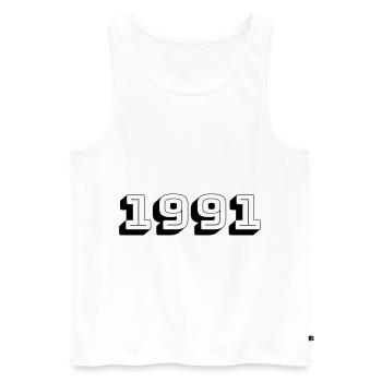 Année de naissance 1991 Cadeau - Débardeur bio Premium Homme - blanc - Devant - Michal (187cm)