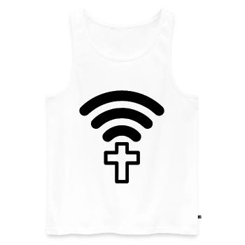 Verbinde dich Jesus Gott Kirche Pilger Wallfahrt - Männer Premium Bio Tank Top - Weiß - Vorne - AI Model Male 178 light (178cm)
