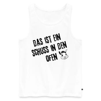 Fehlschuss Mode | Redewendung - Männer Premium Bio Tank Top - Weiß - Vorne - AI Model Male 178 light (178cm)
