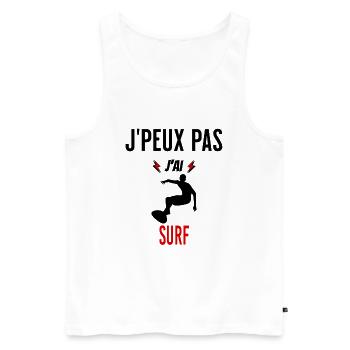 J'peux pas j'ai surf phrase humoristique - Débardeur bio Premium Homme - blanc - Devant - Michal (187cm)