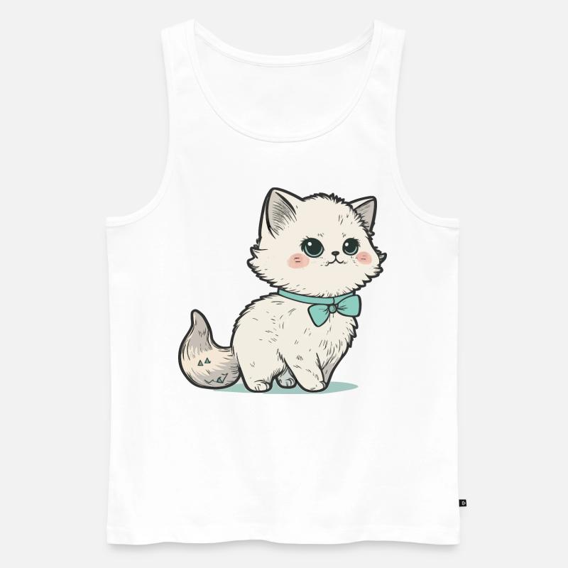 Das elegante Kätzchen - Männer Premium Bio Tank Top - Weiß