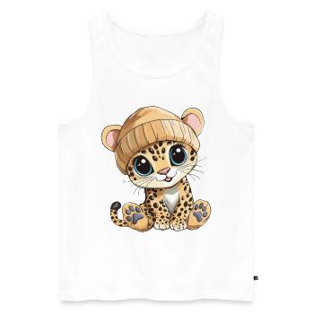 Léopard mignon mignon bébé enfants animal dessin animé - Débardeur bio Premium Homme - blanc - Devant - Michal (187cm)