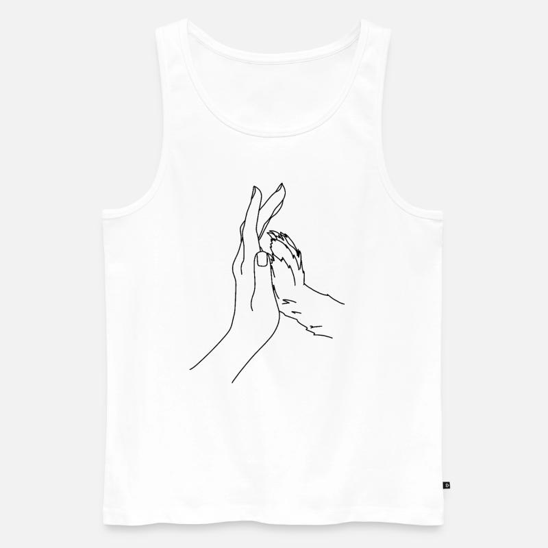 HHand mit Hundepfote dunkel - Männer Premium Bio Tank Top - Weiß