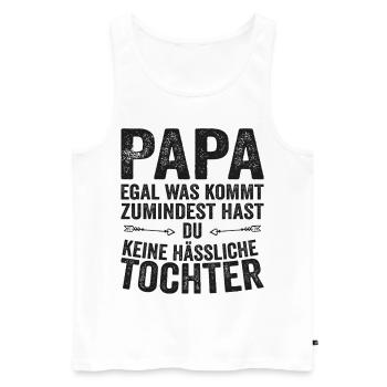 Papa Père Fille Fête des pères - Débardeur bio Premium Homme - blanc - Devant - Michal (187cm)