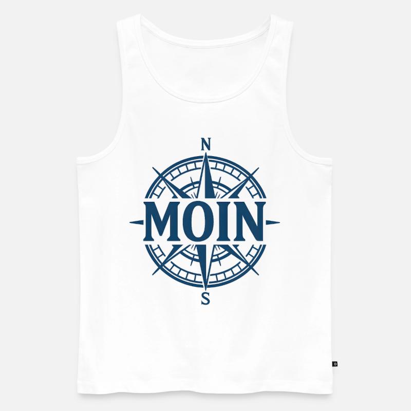 MOIN – Kompassrose Maritimes Design Navigation - Männer Premium Bio Tank Top - Weiß
