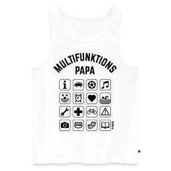 Multifunktions Papa (16 Icons) - Männer Premium Bio Tank Top - Weiß - Vorne - AI Model Male 178 light (178cm)