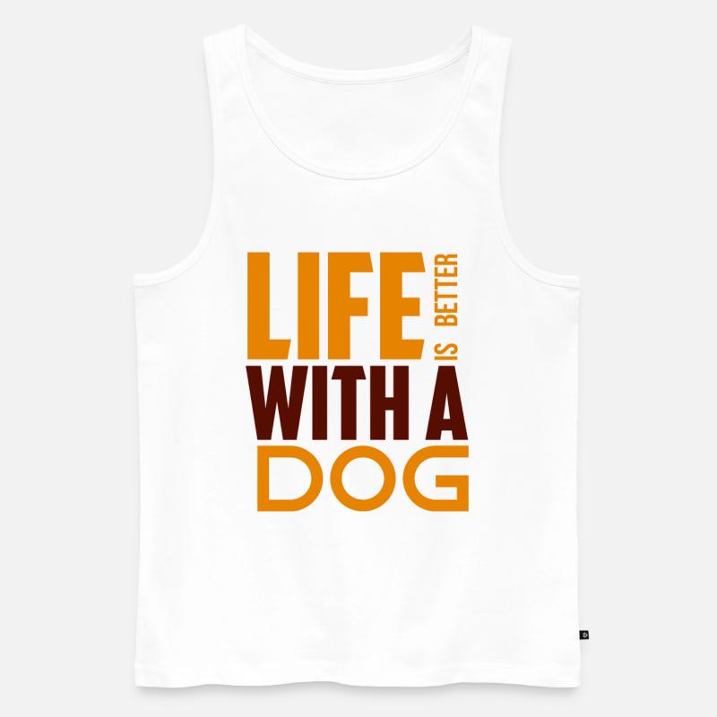 Leben mit Hund - Männer Premium Bio Tank Top - Weiß