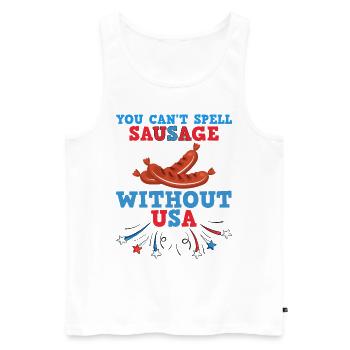 Du kannst Wurst nicht ohne Usa buchstabieren - Männer Premium Bio Tank Top - Weiß - Vorne - Michal (187cm)