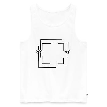 Schwarzer Rahmen Strichlinie Grundtext - Männer Premium Bio Tank Top - Weiß - Vorne - AI Model Male 178 light (178cm)