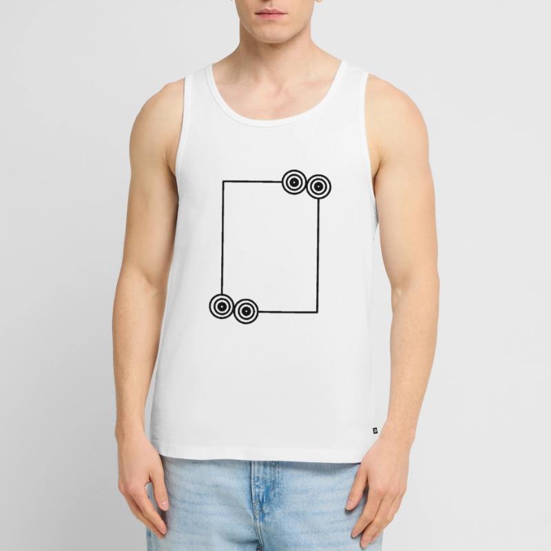 Elongated black frame Basic text Men's Premium Organic Tank Top