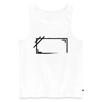 Traits de cadre rectangulaire patinés - Débardeur bio Premium Homme - blanc - Devant - AI Model Male 178 light (178cm)