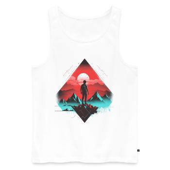 Hiking Mountain Mountains Mountaineering Climbing Nature Neon - Men's Premium Organic Tank Top - white - Front - Michal (187cm)