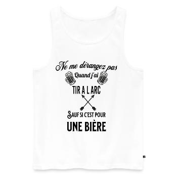 Ne pas déranger sauf pour une bière TIR A L ARC - Débardeur bio Premium Homme - blanc - Devant - Michal (187cm)