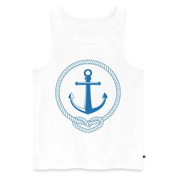 Anker - Anchor - Maritim - Nautik - Männer Premium Bio Tank Top - Weiß - Vorne - AI Model Male 178 light (178cm)