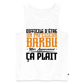 professeur barbu, citations barbe, cadeau Idée - Débardeur bio Premium Homme - blanc - Devant - Michal (187cm)