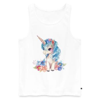 Licorne Fleurs Magie Fantaisie Aquarelle Art coloré - Débardeur bio Premium Homme - blanc - Devant - Michal (187cm)