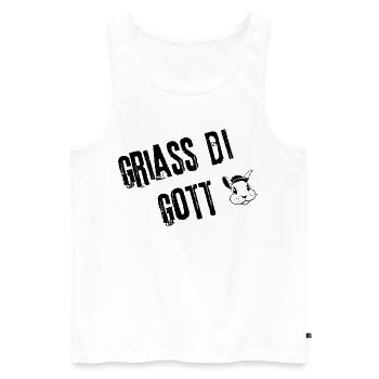 Griaß di Gott Vibes | Redewendung - Männer Premium Bio Tank Top - Weiß - Vorne - AI Model Male 178 light (178cm)