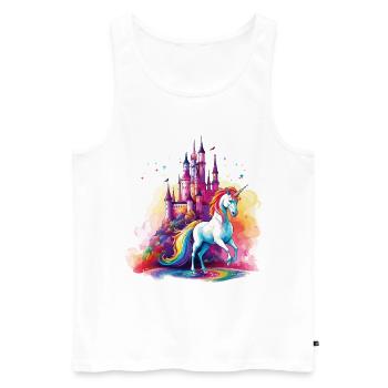 Einhorn Regenbogen Schloss Bunt Magie Fantasie - Männer Premium Bio Tank Top - Weiß - Vorne - Michal (187cm)