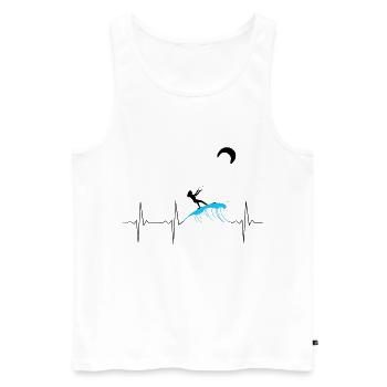 ECG Battement de Coeur Heartbeat KitesurfIng Woman Female - Débardeur bio Premium Homme - blanc - Devant - Michal (187cm)