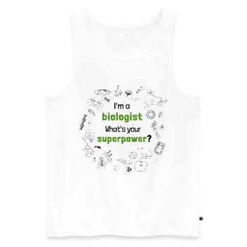 Biologe - Welche Superkräfte hast du - Männer Premium Bio Tank Top - Weiß - Vorne - Michal (187cm)