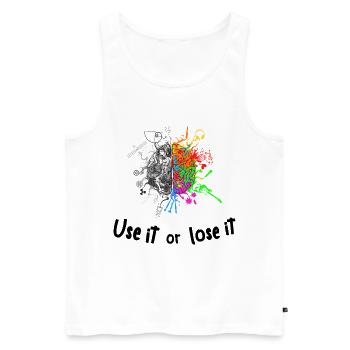 Brain halves functions - use it lose it - Men's Premium Organic Tank Top - white - Front - AI Model Male 178 light (178cm)
