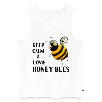 Bees - Keep calm and love honey bees - Men's Premium Organic Tank Top - white - Front - AI Model Male 178 light (178cm)