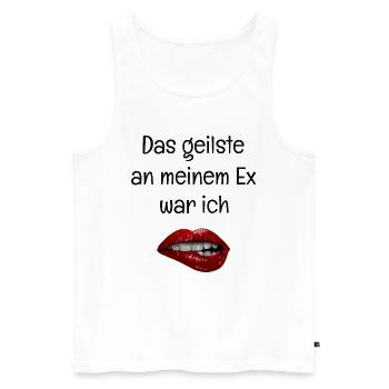 Das geilste an meinem Ex war ich - Männer Premium Bio Tank Top - Weiß - Vorne - Michal (187cm)