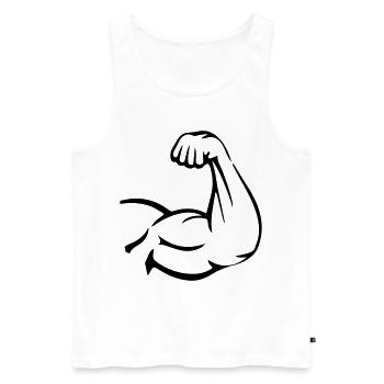 Muscles du bras biceps - Débardeur bio Premium Homme - blanc - Devant - AI Model Male 178 light (178cm)