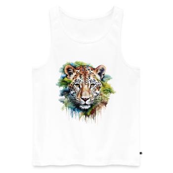 Leopard Raubkatze Natur Wildnis Afrika Safari - Männer Premium Bio Tank Top - Weiß - Vorne - AI Model Male 178 light (178cm)