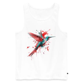 Hummingbird Bird Animal Colorful Art Watercolor Splash - Men's Premium Organic Tank Top - white - Front - Michal (187cm)