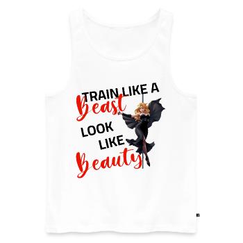 Pole Dance Train Like a Beast Look Like Beauty - Débardeur bio Premium Homme - blanc - Devant - AI Model Male 178 light (178cm)
