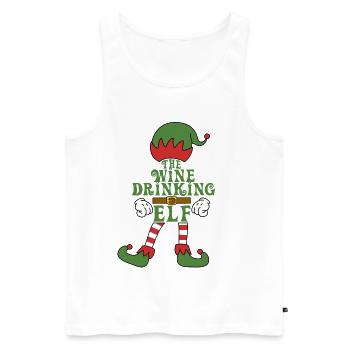 La tenue de famille de Noël de l’elfe buveur de vin - Débardeur bio Premium Homme - blanc - Devant - AI Model Male 178 light (178cm)