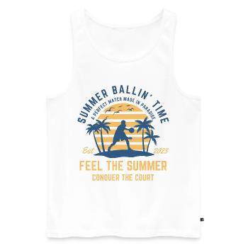 Basketball summer on the beach under palm trees - Men's Premium Organic Tank Top - white - Front - Michal (187cm)