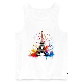 Paris, Eiffel Tower, France, City, Skyline, Art - Men's Premium Organic Tank Top - white - Front - Michal (187cm)