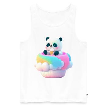 Panda coton candy barbe a papa anime kawaii Japon - Débardeur bio Premium Homme - blanc - Devant - Michal (187cm)