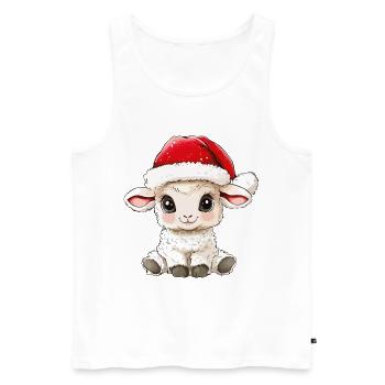 mouton Noël mignon lama mignon Noël - Débardeur bio Premium Homme - blanc - Devant - Michal (187cm)