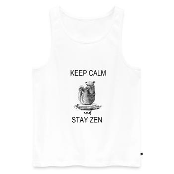 Bär bleib ruhig und bleib Zen - Männer Premium Bio Tank Top - Weiß - Vorne - AI Model Male 178 light (178cm)