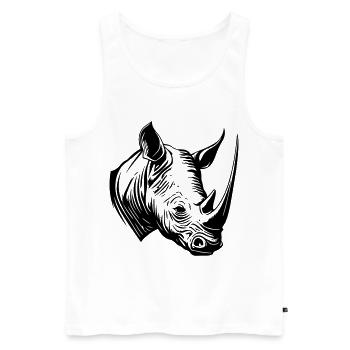 Nashorn Tier Silhouette - Männer Premium Bio Tank Top - Weiß - Vorne - Michal (187cm)