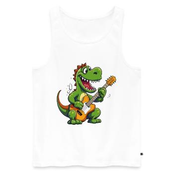 Dino E-Gitarre Gitarrist Dinosaurier Musik Band - Männer Premium Bio Tank Top - Weiß - Vorne - Michal (187cm)