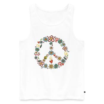Peace Symbol 60er 70er Jahre Hippie Kostüm - Männer Premium Bio Tank Top - Weiß - Vorne - Michal (187cm)