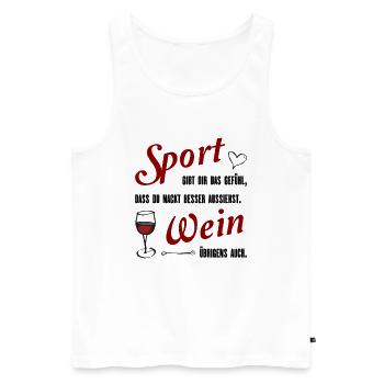 Sport und Wein lustiger Spruch Geschenk - Männer Premium Bio Tank Top - Weiß - Vorne - Michal (187cm)