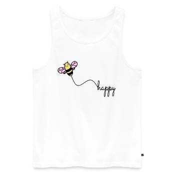 BEE HAPPY - Happy Environmental Protection BEE Wordplay - Men's Premium Organic Tank Top - white - Front - AI Model Male 178 light (178cm)