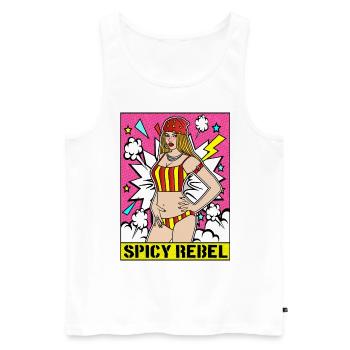 Erotic POP-ART SEXY COMIC GIRL SPICY REBEL - Men's Premium Organic Tank Top - white - Front - AI Model Male 178 light (178cm)