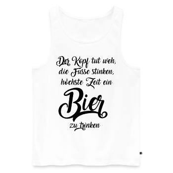 höchste Zeit ein Bier zu trinken - Männer Premium Bio Tank Top - Weiß - Vorne - Michal (187cm)