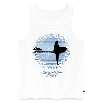 Beach surfer Life is a Wave, Enjoy! | Blue - Men's Premium Organic Tank Top - white - Front - AI Model Male 178 light (178cm)