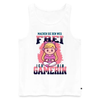 Gamerin Zockerin hat es eilig - Männer Premium Bio Tank Top - Weiß - Vorne - AI Model Male 178 light (178cm)